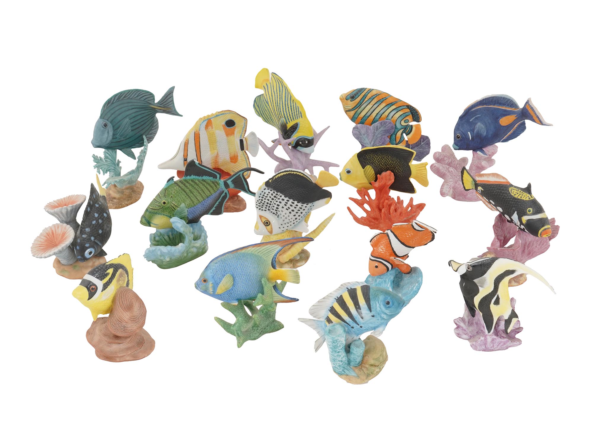 HANDPAINTED PORCELAIN EXOTIC CORAL FISH FIGURES PIC-0